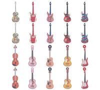 CRAFTYMELODY 20Pcs Guitar Charms 10 Style Arcylic Guitar Instrument Large Pendant 50×16×2mm Musical Symbol Pendants with Loop for Jewelry Making Necklace DIY Craft Party Home Deco Red Yellow Pink