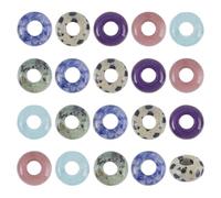 CRAFTYMELODY 20Pcs Large Hole Stone Rondelle Beads Mixed Gemstone European Beads 10x5mm Spacer Bead Smooth Bulk for Beading Bracelets Necklace Earrings Jewelry Making DIY Crafts Accessories