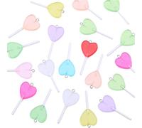 CRAFTYMELODY 20Pcs Lollipops Resin Charms Colorful Heart Lollipop Charms Candy Dangle Pendants Lollipops Charm Pendant Bulk for Earrings Bracelets Necklaces Jewelry Making DIY Crafts Supplies