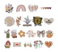 CRAFTYMELODY 20Pcs Vintage Embroidered Iron On Patches Polyester Flower Clothing Patches Sew on Appliques Stick On Patch Costume Accessories for Hat Clothes Backpacks DIY Crafts Sewing Decorations