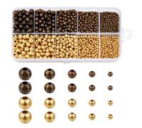 CRAFTYMELODY 2340pcs Brass Spacer Beads Round Spacer Beads 2.5/3/4/5/6mm Seamless Smooth Ball Bead Loose Bead Bulk for Bracelet Necklace Earring Jewelry Making DIY Crafts Antique Bronze Antique Gold
