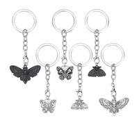 CRAFTYMELODY 24 Pcs Gothic Keychain 6 Style Metal Butterfly Moth Charm Pendant Keychains for Handbag Wallet Backpack Bag Charms Car Key Chain Accessory Decoration Gift Idea for Women Men