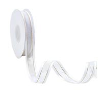 CRAFTYMELODY 24 Yards Sheer Satin Edge Metallic Ribbon Polyester Organza Ribbon 5/8 Inch Apparel Embellishment for Cloth Dress Sewing Accessories Gift Wrap Floral Decor Arts and Craft White