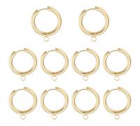 CRAFTYMELODY 24K Gold Plated Earring Hooks Stainless Steel Huggie Hoop Earring Findings with Jump Ring 10Pcs Leverback Ear Wire for Jewelry Supplies