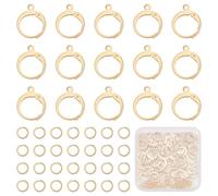 CRAFTYMELODY 24K Gold Plated Huggie Hoop Earring Findings 80Pcs Stainless Steel Round Leverback Earring Hooks with 120Pcs Jump Ring Gold Ear Clasps