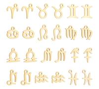 CRAFTYMELODY 24Pcs 2 Sets 304 Stainless Steel Zodiac Sign Constellation Charms Twelve Constellation Pendants Bulk for Necklace Dangle Earring Jewelry Making DIY Crafting Christmas Party Gifts