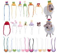 CRAFTYMELODY 24Pcs 24 Styles Mini Hamster Hat Small Animal Hats Knitted Small Animals Cute Tiny Hat Hamster Animals Hat with Adjustable Rope for Snakes Pets Bearded Dragon Guinea Pig Bunny