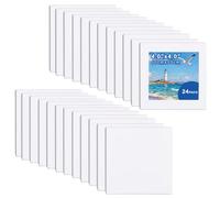 CRAFTYMELODY 24Pcs Mini Canvases for Crafting 4 x 4 Inch Profile Small Square Canvases White Blank Linen Crafting Boards Bulk for School Projects Birthday Parties Home Decor Project Art Supplies