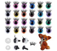 CRAFTYMELODY 24Sets 3D Safety Eyes with Eyelashes 12 Color 20x24.5mm Resin Doll Eyes for Crochet Animal Craft Doll Making Supplies DIY Plush Doll Big Stuffed Animals Puppet Craft Making Projects