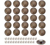 CRAFTYMELODY 25 Sets Metal Decorative Rivets Vintage Flower Pattern Rivet Flat Round Screw Back Buttons Antique Bronze Screw Back Conchos Western Saddle Buttons for DIY Purse Bags Leather Crafts