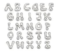 CRAFTYMELODY 26Pcs 26 Styles Letter Charms Stainless Steel A-Z Alphebet Letter Charms Assorted Chunky Metal Letters Charm Pendant Bulk for DIY Name Bracelet Necklace Jewelry Making Crafts