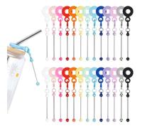 CRAFTYMELODY 26Pcs Beadable Tumbler Straw Charm 13 Colors Silicone Straw Cover Handle Charms Beadable Iron Bar Pendant Ornament for DIY Jewelry Gift Cup Accessories Jewelry Gift Making Blank Diy
