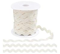 CRAFTYMELODY 27.34 Yard Rick Rack Trim 3/8 Inch Wave Bending Fringe Trim Beige Zig Zag Rick Trims with 1Pcs Spool S Shaped Ribbon for Clothes Dress DIY Crafts Gift Wrapping Wedding Christmas Party