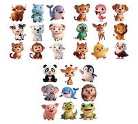 CRAFTYMELODY 27Pcs Cartoon Animal Iron on Transfer 27 Style Animal Heat Transfer Vinyl Decal Sticker T-Rex Ready to Press Applique for Clothes Bibs Hats Bags Backpack T-Shirts DIY Fabric Decor Craft
