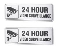 CRAFTYMELODY 2Pcs 24 Hour Video Surveillance Signboard Rectangle Aluminum Foil Security Camera Warning Sign 9x3 in self-Adhesive Signs Door Wall Sign for Business Restaurants Outdoor Office