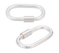 CRAFTYMELODY 2Pcs 925 Sterling Silver Locking Carabiner Clasps Oval Screw Carabiner Lock Snap Clip Hook Clasp Necklace Link Components for Bracelet Keychain Jewelry Making DIY Accessory