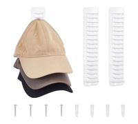 CRAFTYMELODY 2Pcs Adhesive Hat Storage Rack Multilayer Baseball Cap Wall Mounted Storage Rack Ball Cap Hooks Display Hat Hanger Holder For Closet Bedroom Living Room Home Organization Clear