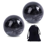 CRAFTYMELODY 2Pcs Black Jade Chinese Baoding Balls Traditional Chinese Health Exercise Massage Balls with Carry Pouch Round Hand Exercise Ball Health Exercise Ball Massage