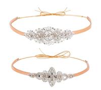 CRAFTYMELODY 2Pcs Bling Rhinestone Hat Band Cowhide Hat Belts Cowboy Hatband with Waxed Polyester Cord Peru Adjustable Jewelry Accessories Western Style Hatband for Woman Man Cowgirl