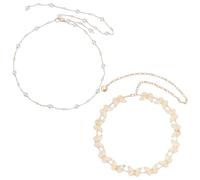 CRAFTYMELODY 2Pcs Gold Wasit Chains 2 Styles Pearl Waist Chain and Butterfly Belt Chain Adjustable Western Metal Belt Belly Chains Belts Garment Accessories for Woman Dress Summer Beach Jewelry