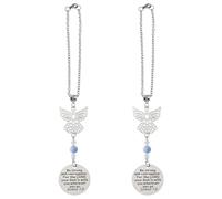 CRAFTYMELODY 2Pcs Guardian Angel Hanging Ornament Alloy Angel Car Charms Rear View Mirror Accessories Platinum Antique Angels Wing Car Accessories Dangle Ornament Handmade Cars Home Embellishement