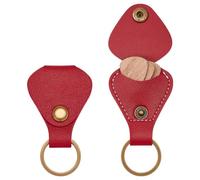 CRAFTYMELODY 2Pcs Guitar Pick Holder Keychain Leather Guitar Pick Holder Case Bag Dark Red Storage Bags with Iron Rings Store Organize Musical Instrument Accessories for Musicians Players