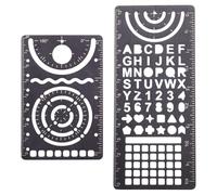 CRAFTYMELODY 2Pcs Metal Journal Stencils Reusable 201 Stainless Steel Metal Journal Stencil Template Rectangle Drawing Stencil Templates for Journaling DIY Scrapbooking Habit Tracker Bookmark Notebook