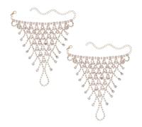 CRAFTYMELODY 2Pcs Rhinestone Finger Ring Bracelet Brass Golden Bling Rhinestones Beads Bracelet Chains with Finger Rings Vintage Hand Slave Chain Hands Jewelry Accessories for Wedding Brides Women