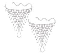 CRAFTYMELODY 2Pcs Rhinestone Finger Ring Bracelet Brass Silver Bling Rhinestones Beads Bracelet Chains with Finger Rings Vintage Hand Slave Chain Hands Jewelry Accessories for Wedding Brides Women