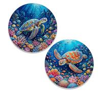 CRAFTYMELODY 2Pcs Sea Turtle Turntable Mat 11.8Inch Turntable Slipmat Anti-Static Felt Record Player Mat Cover 3mm Thick Anti Static for Vinyl LP Record Player Enhance Sound Quality