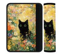 CRAFTYMELODY 2Pcs Seat Belt Cover Pad 11 Inch Long Seat Belt Cushion Soft Comfort Strap Pad Auto Accessory Decoration for Car Truck SUV Bag Backpack Black Cat Colorful Flower