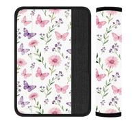 CRAFTYMELODY 2Pcs Seat Belt Cover Pad 11 Inch Long Seat Belt Cushion Soft Comfort Strap Pad Auto Accessory Decoration for Car Truck SUV Bag Backpack Floral Butterfly