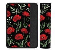 CRAFTYMELODY 2Pcs Seat Belt Cover Pad 11 Inch Long Seat Belt Cushion Soft Comfort Strap Pad Auto Accessory Decoration for Car Truck SUV Bag Backpack Red Floral