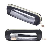 CRAFTYMELODY 2Pcs Small Clear Makeup Bag Black Makeup Pouch Portable Make Up Brush Case Transparent Waterproof Cosmetic Organizer Pouch with Zipper for Women Home Travel Office Makeup Storage