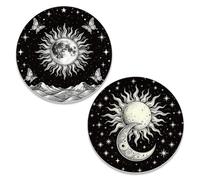 CRAFTYMELODY 2Pcs Sun Moon Turntable Mat 11.8Inch Turntable Slipmat Anti-Static Felt Record Player Mat Cover 3mm Thick Anti Static for Vinyl LP Record Player Enhance Sound Quality