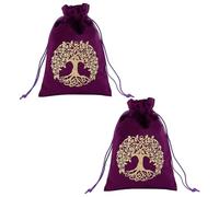 CRAFTYMELODY 2Pcs Tarot Storage Bag Purple Velvet Drawstring Packing Pouches 18×13cm/7×5Inch Protective Card Board Game Tree of Life Card Holder Jewelry Bags for Tarot Card Gift Wrap