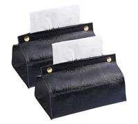 CRAFTYMELODY 2Pcs Tissue Box Holder Rectangle Imitation Leather Tissue Box Cover Black Tissues Organizer Modern Minimalist Nordic Napkin Holder for Car Living Room Bedroom Kitchen Home Office Desktop