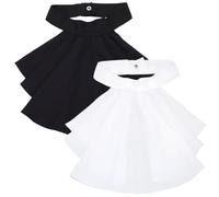 CRAFTYMELODY 2Pcs Victorian Jabot False Collar Black White Medieval Renaissance Chiffon Detachable Collar Steampunk Polyester Neck 420mm Long for Renaissances Costume Parties