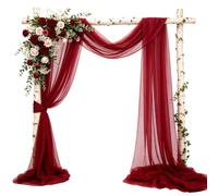CRAFTYMELODY 2Pcs Wedding Draping Fabric 31"×20FT Dark Red Chiffon Backdrop Drapes Cloth Backdrop Curtain Ceremony Backdrops for Wedding Ceremony Birthday Party Bridal Shower Outdoor Decoration