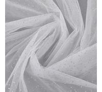 CRAFTYMELODY 3.28 Yards Glitter Tulle Fabric Shiny Nylon Mesh Fabric Tulle Netting 59 Inch Wide for Garment Accessories Bridal Veil Wedding Party Decoration Gift Wrapping DIY Crafts White