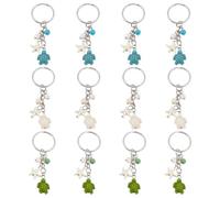CRAFTYMELODY 3 Style Ocean Theme Keychain 12Pcs Sea Turtle Starfish Purse Charms Metal Key Chain Pendant for Handbag Wallet Backpack Bag Charms Car Keychain Accessory Decoration Gift Idea for Women