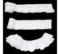 CRAFTYMELODY 3 Yards 3 Styles White Lace Trim Ribbon Polyester Flower Lace Trim with Plastic-Based Imitation Pearl Fabric Frills Ribbon for Crafting Wedding Gift Wrapping Costume Bag Decor