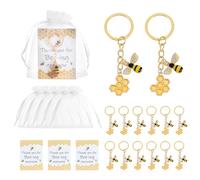 CRAFTYMELODY 30 Sets Bee Empolyee Appreciation Keychain Gifts Cut Bee Keyring Honey Key Rings with 30Pcs Thank You Cards 30Pcs Organza Bags New Job Gifts for Coworker Employee