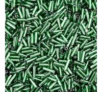 CRAFTYMELODY 3000Pcs Silver Lined Glass Bugle Beads Lime Green Tube Beads Small Tube Seed Bead Craft Loose Spacer Bead Bulk for Bracelet Earrings Necklace Jewelry Making DIY Crafts Supplies