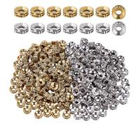 CRAFTYMELODY 300Pcs Tibetan Spacer Beads Alloy Flat Round Spacer Beads 7.5x3mm Antique Silver Golden Loose Bead with Large Hole Bulk for Jewelry Making DIY Bracelets Necklace Earring Crafting