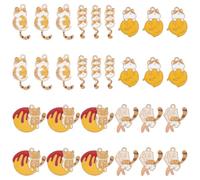 CRAFTYMELODY 30Pcs Cat Charms Bulk Enamel Cat Kitten Pendants 5 Styles Cute Small Animal Pet Black White Animals Charm for Jewelry Making Necklace Bracelet Earring Keychain Making DIY Crafts
