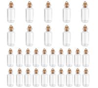 CRAFTYMELODY 30Pcs Glass Bottle Pendants 2 Styles Wishing Bottle Charms Clear Transparent Small Jars for Jewelry Making Accessories Kit Necklace Keychains Making DIY Art Craft Supplies