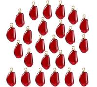 CRAFTYMELODY 30Pcs Pomegranate Charm FireBrick Glass Pomegranate Seed Charm Pendants Cute Fruit Charms with Golden Iron Loop Bulk for Jewelry Making Necklace Bracelet Earring Supplies