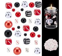 CRAFTYMELODY 320 Pcs Casino Theme Vase Fillers Bead Kits ABS Plastic Imitation Pearl Beads Opaque Acrylic Dice Handmade Polymer Clay Mini Playing Card for Las Vegas Night Birthday Table Centerpieces