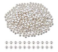 CRAFTYMELODY 320Pcs 925 Sterling Silver Plated Spacer Beads Smooth Round Ball Brass Beads 3.5mm Stackable Loose Beads Finding Bulk for Bracelet Necklace Earring Jewelry Making DIY Crafts